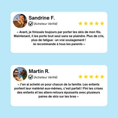 Skimate Plus - Votre enfant porte ses skis tout seul, facilement !